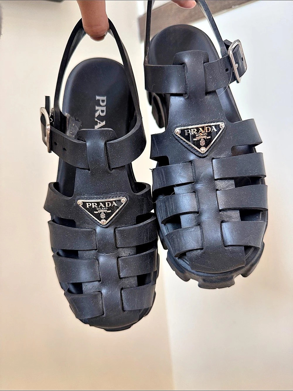 Prada Monolith Rubber Sandals Black Platform